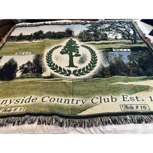 VTG Sunnyside Country Club Woven Golf‎ Course Hole Throw Blanket 60" X 48"